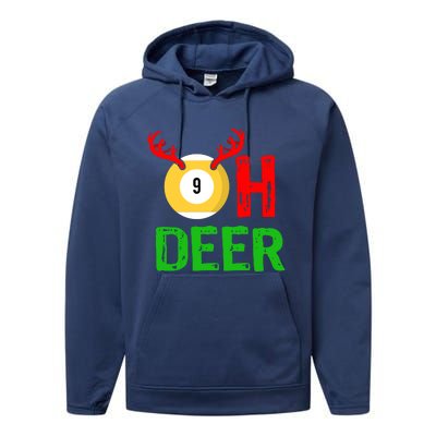 Billiards Oh Deer Cool Gift Funny Christmas Reindeer Performance Fleece Hoodie