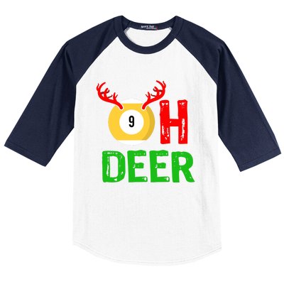 Billiards Oh Deer Cool Gift Funny Christmas Reindeer Baseball Sleeve Shirt