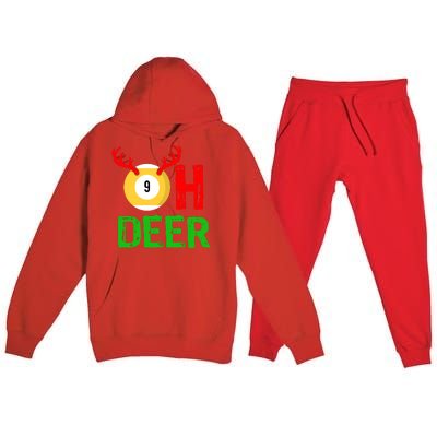 Billiards Oh Deer Cool Gift Funny Christmas Reindeer Premium Hooded Sweatsuit Set