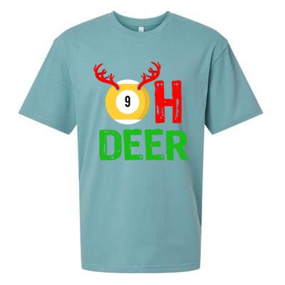 Billiards Oh Deer Cool Gift Funny Christmas Reindeer Sueded Cloud Jersey T-Shirt