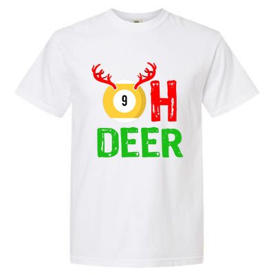 Billiards Oh Deer Cool Gift Funny Christmas Reindeer Garment-Dyed Heavyweight T-Shirt