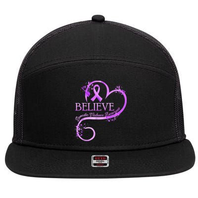 Believe October Domestic Violence Awareness Month Women 7 Panel Mesh Trucker Snapback Hat