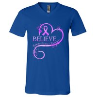 Believe October Domestic Violence Awareness Month Women V-Neck T-Shirt