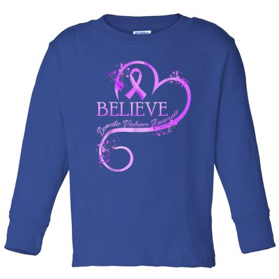 Believe October Domestic Violence Awareness Month Women Toddler Long Sleeve Shirt