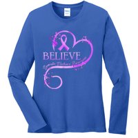 Believe October Domestic Violence Awareness Month Women Ladies Long Sleeve Shirt