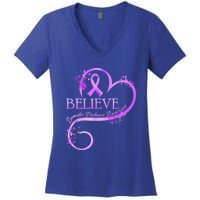 Believe October Domestic Violence Awareness Month Women Women's V-Neck T-Shirt