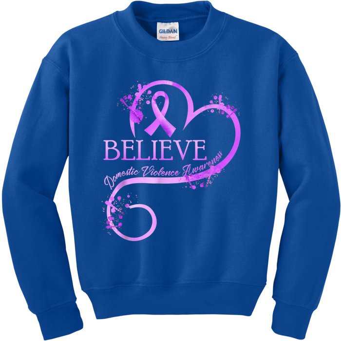 Believe October Domestic Violence Awareness Month Women Kids Sweatshirt