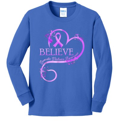 Believe October Domestic Violence Awareness Month Women Kids Long Sleeve Shirt