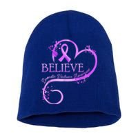 Believe October Domestic Violence Awareness Month Women Short Acrylic Beanie