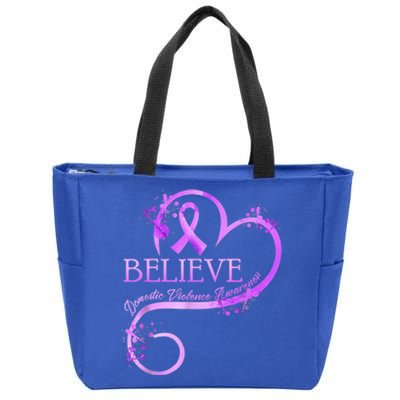 Believe October Domestic Violence Awareness Month Women Zip Tote Bag