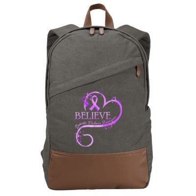 Believe October Domestic Violence Awareness Month Women Cotton Canvas Backpack