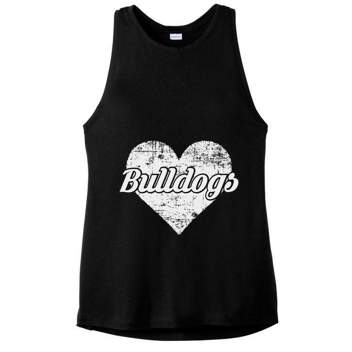 Bulldogs Over Distressed Heart Lawrence County Ladies PosiCharge Tri-Blend Wicking Tank