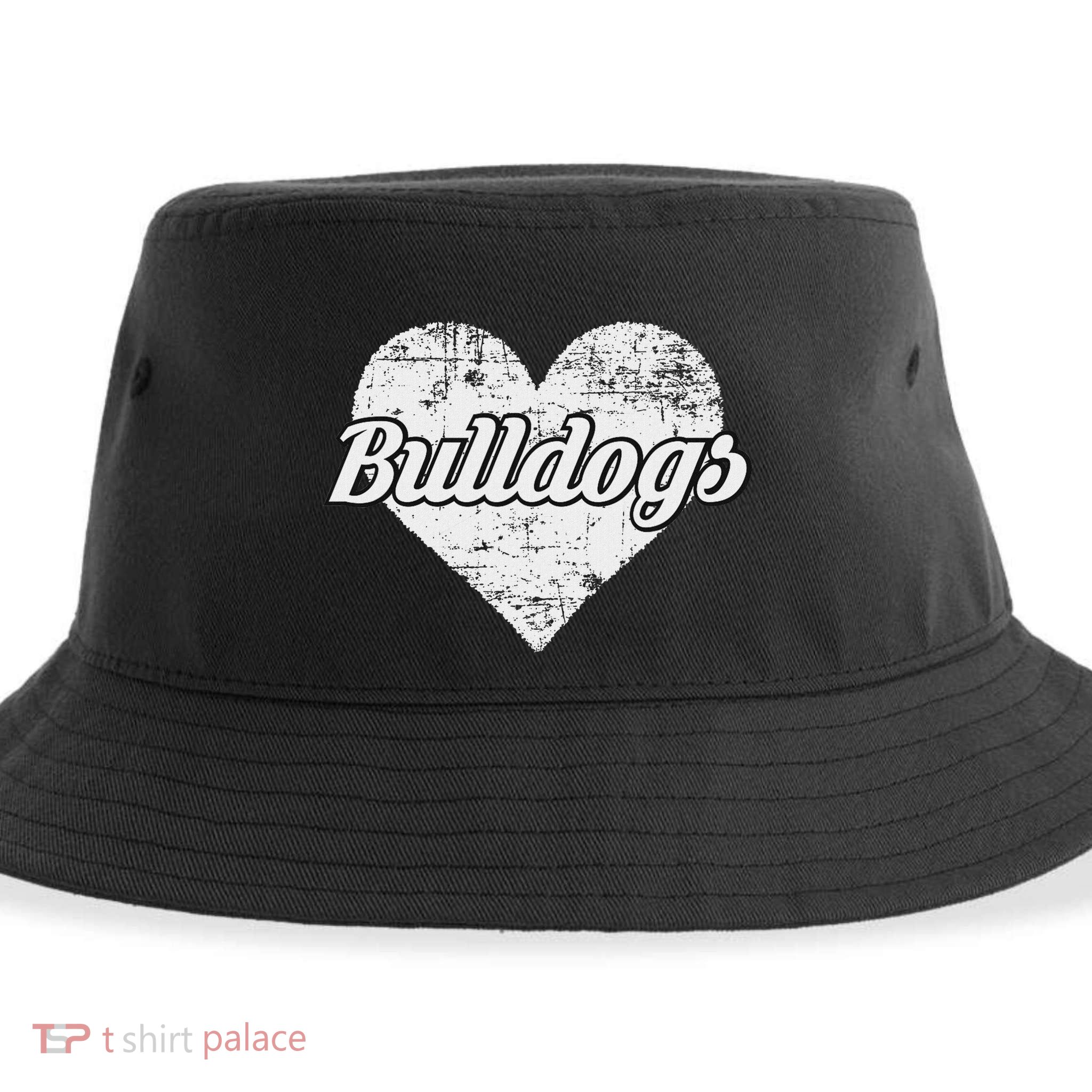 Bulldogs Over Distressed Heart Lawrence County Sustainable Bucket Hat