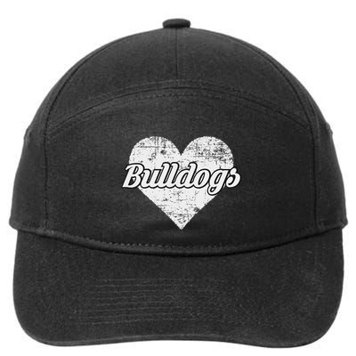 Bulldogs Over Distressed Heart Lawrence County 7-Panel Snapback Hat