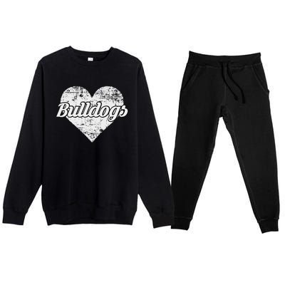 Bulldogs Over Distressed Heart Lawrence County Premium Crewneck Sweatsuit Set