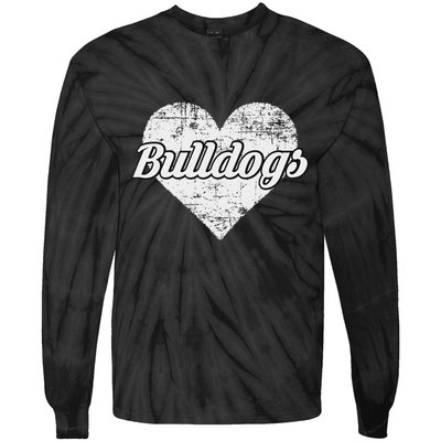 Bulldogs Over Distressed Heart Lawrence County Tie-Dye Long Sleeve Shirt
