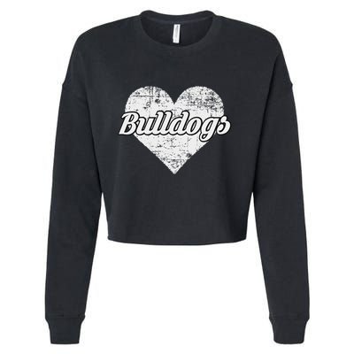 Bulldogs Over Distressed Heart Lawrence County Cropped Pullover Crew