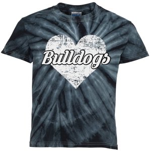 Bulldogs Over Distressed Heart Lawrence County Kids Tie-Dye T-Shirt