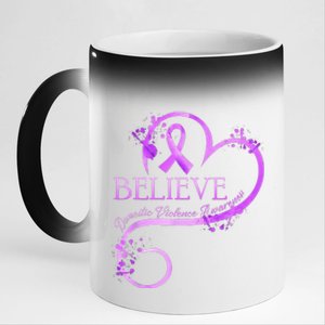 Believe October Domestic Violence Awareness Wear Pink Women 11oz Black Color Changing Mug