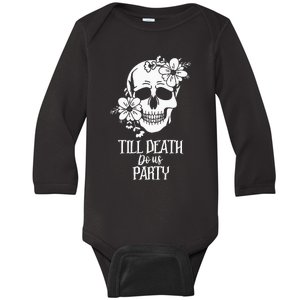 Bride Or Die Skull Halloween Gothic Style Bachelorette Party Baby Long Sleeve Bodysuit