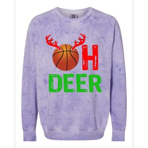 Basketball Oh Deer Great Gift Funny Christmas Reindeer Top Colorblast Crewneck Sweatshirt