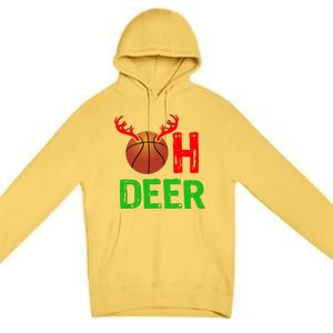 Basketball Oh Deer Great Gift Funny Christmas Reindeer Top Premium Pullover Hoodie