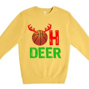 Basketball Oh Deer Great Gift Funny Christmas Reindeer Top Premium Crewneck Sweatshirt