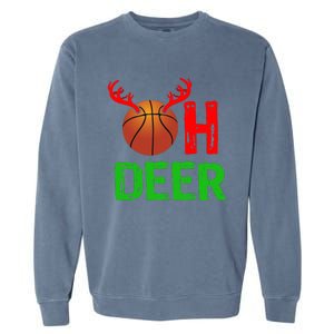 Basketball Oh Deer Great Gift Funny Christmas Reindeer Top Garment-Dyed Sweatshirt