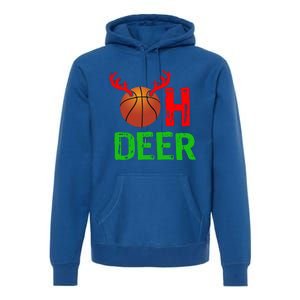 Basketball Oh Deer Great Gift Funny Christmas Reindeer Top Premium Hoodie