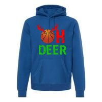 Basketball Oh Deer Great Gift Funny Christmas Reindeer Top Premium Hoodie