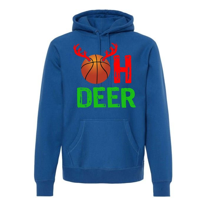 Basketball Oh Deer Great Gift Funny Christmas Reindeer Top Premium Hoodie