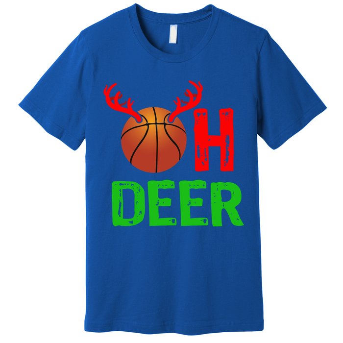 Basketball Oh Deer Great Gift Funny Christmas Reindeer Top Premium T-Shirt