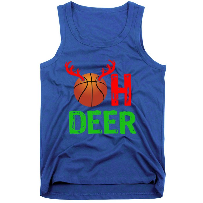 Basketball Oh Deer Great Gift Funny Christmas Reindeer Top Tank Top