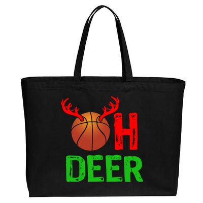 Basketball Oh Deer Great Gift Funny Christmas Reindeer Top Cotton Canvas Jumbo Tote