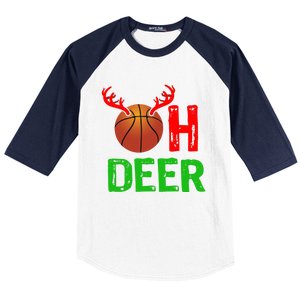 Basketball Oh Deer Great Gift Funny Christmas Reindeer Top Baseball Sleeve Shirt