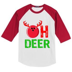 Bowling Oh Deer Gift Funny Christmas Reindeer Kids Colorblock Raglan Jersey