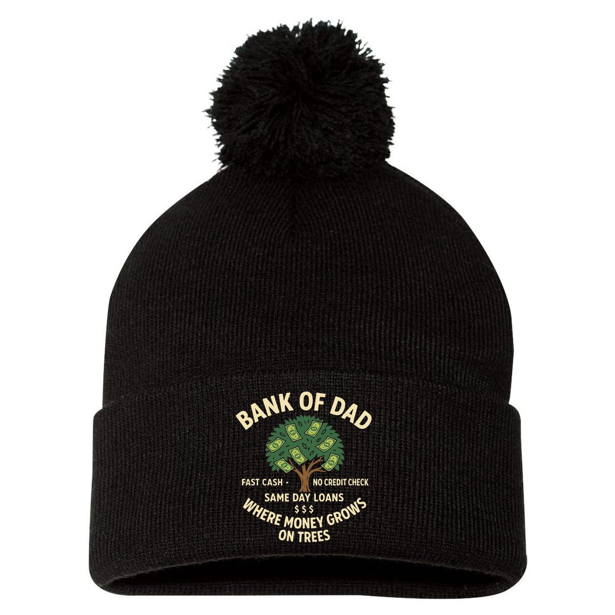 Bank Of Dad Fast Cash No Credit Check Same Day Loans Pom Pom 12in Knit Beanie