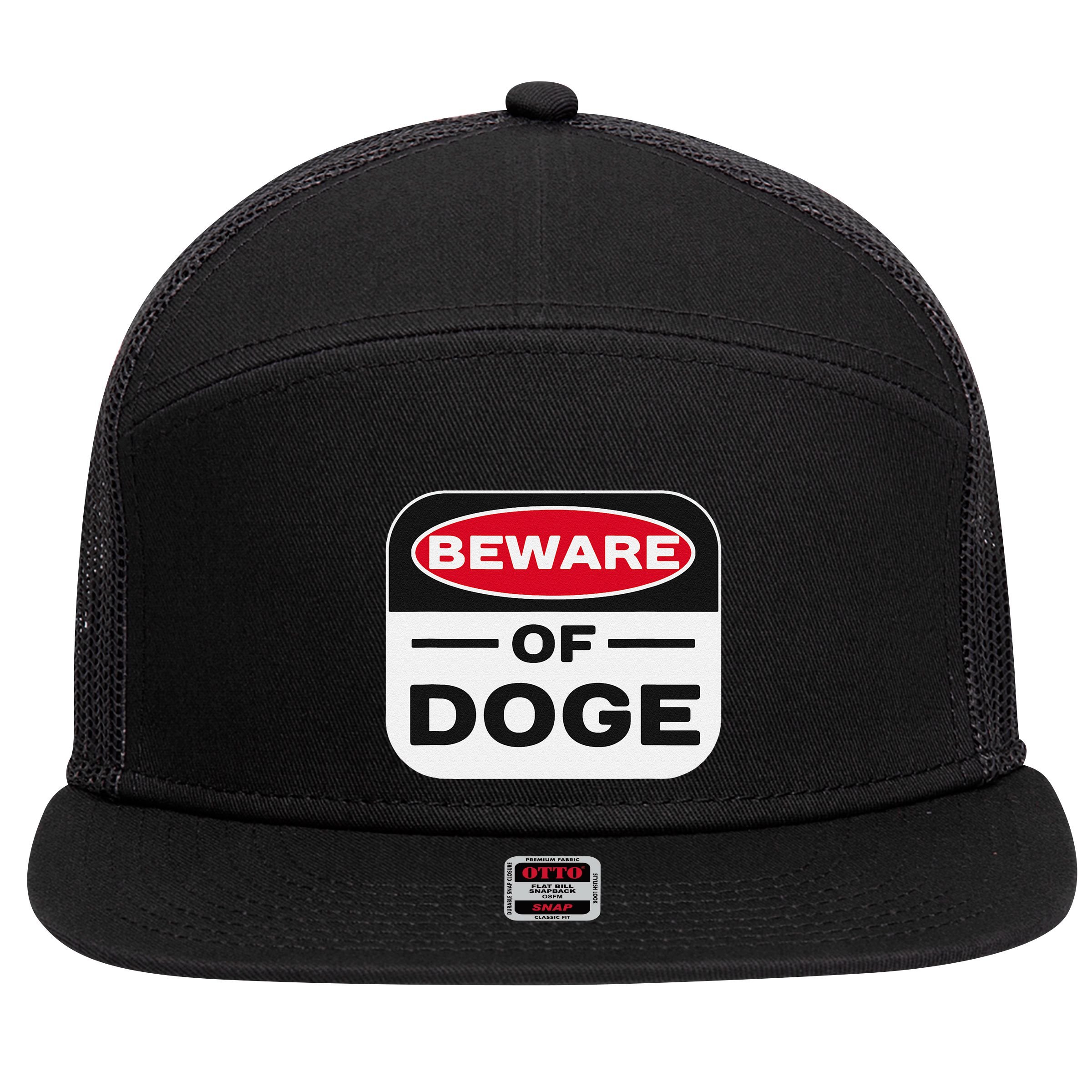 Beware Of Doge Meme Department Of Government Efficiency 7 Panel Mesh Trucker Snapback Hat