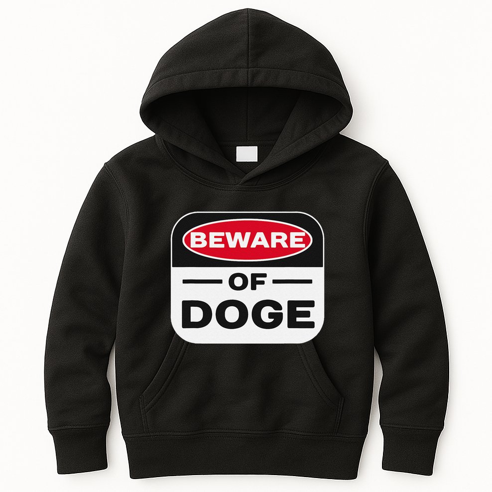 Beware Of Doge Meme Department Of Government Efficiency Kids Hoodie