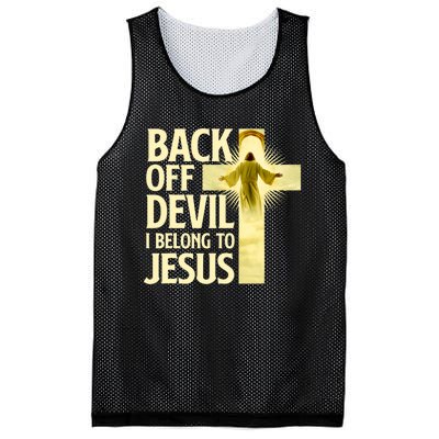 Back Off Devil I Belong To Jesus Cross Christian Believer Mesh Reversible Basketball Jersey Tank