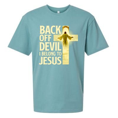 Back Off Devil I Belong To Jesus Cross Christian Believer Sueded Cloud Jersey T-Shirt