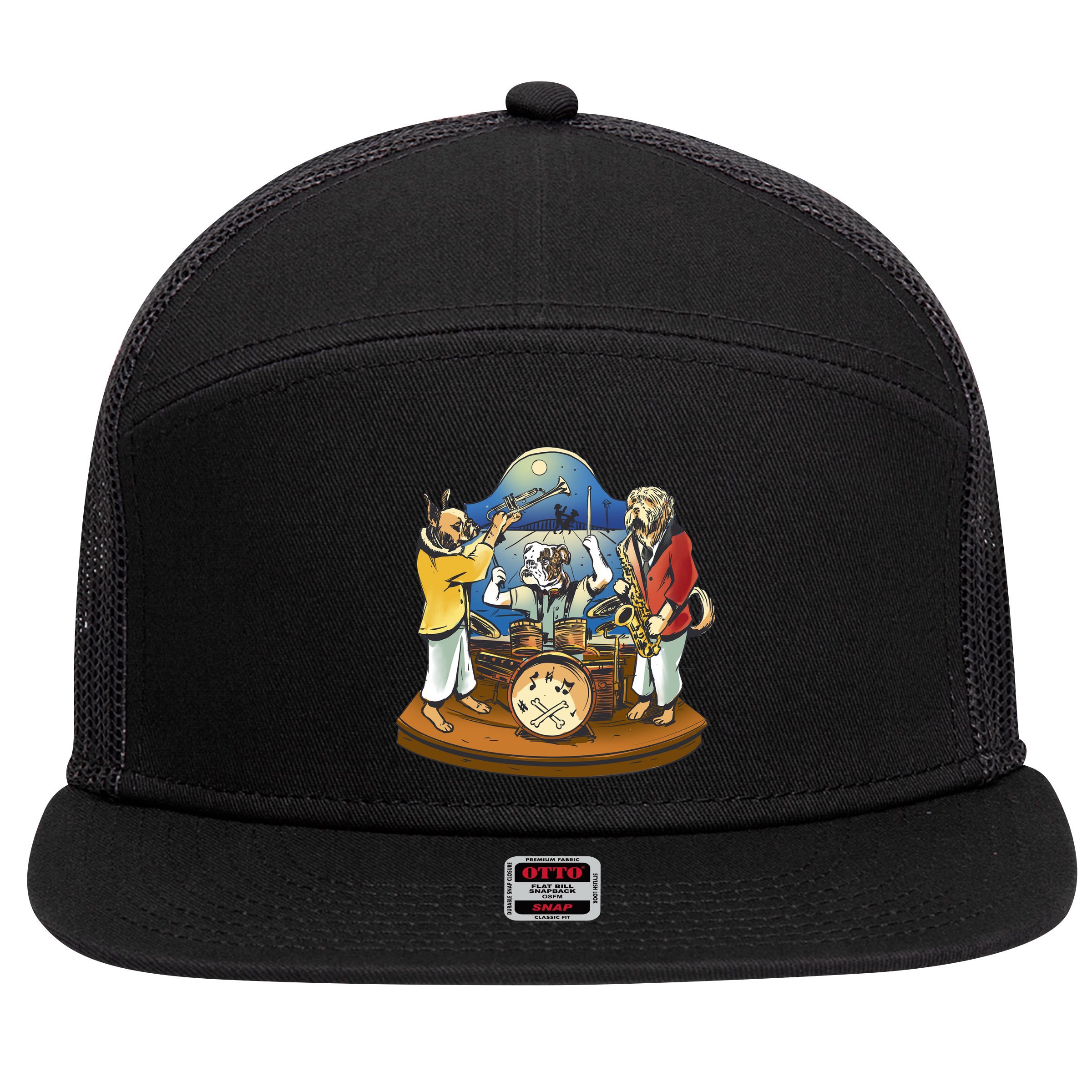 Band Of Dog Musicians 7 Panel Mesh Trucker Snapback Hat