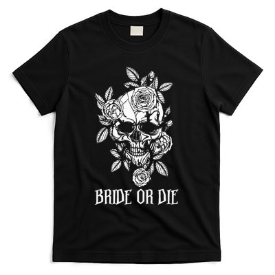 Bride Or Die Skull Halloween Themed Bachelorette Party Gift T-Shirt