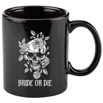 Bride Or Die Skull Halloween Themed Bachelorette Party Gift 11oz C Handle Ceramic Mug