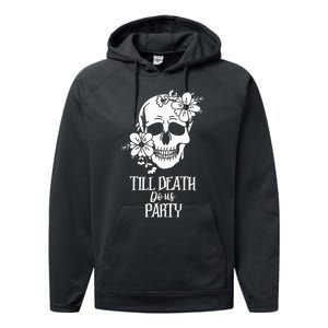 Bride or Die Skull Halloween Gothic Style Bachelorette Party Performance Fleece Hoodie