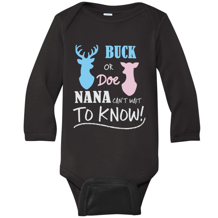 Buck Or Doe Gender Reveal Party Baby Long Sleeve Bodysuit