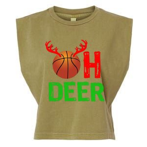 Basketball Oh Deer Great Gift Funny Christmas Reindeer Top Garment-Dyed Women's Muscle Tee