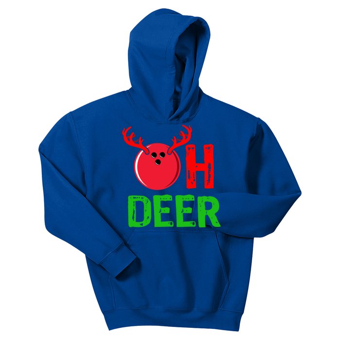 Bowling Oh Deer Gift Funny Christmas Reindeer Kids Hoodie