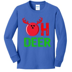 Bowling Oh Deer Gift Funny Christmas Reindeer Kids Long Sleeve Shirt