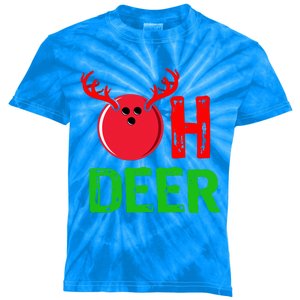 Bowling Oh Deer Gift Funny Christmas Reindeer Kids Tie-Dye T-Shirt